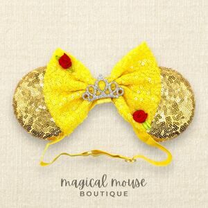 Elastic Princess Belle Minnie Ears | Disney-Inspired Mouse Ears